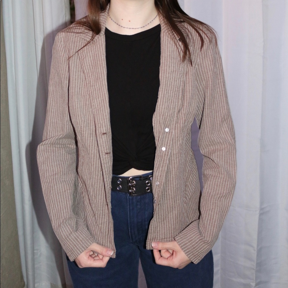 Tan pin stripe blazer
